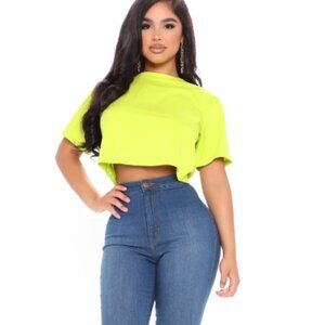 Relaxed Crop Top Tee Neon Green - XL